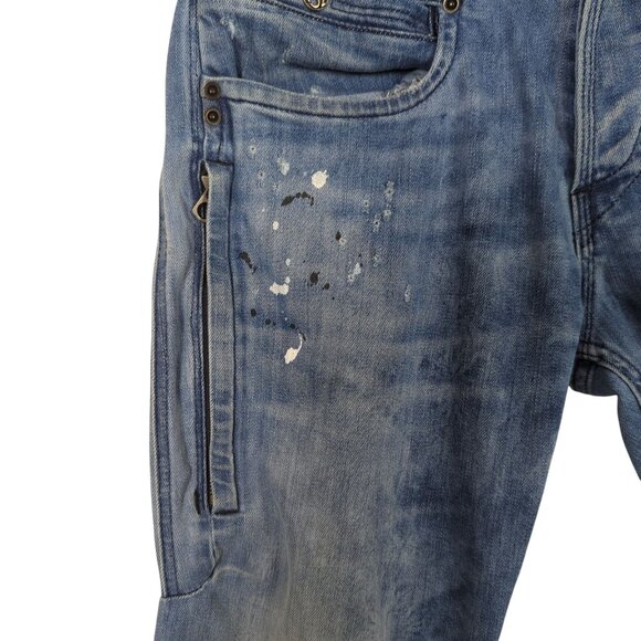 Salsa Jeans Men’s W33 L32 Blue Distressed Paint Splatter Slim Fit Button Fly - Picture 6 of 16